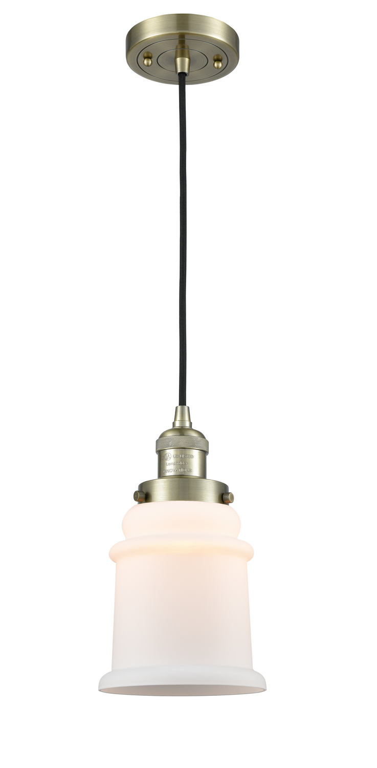 One Light Mini Pendant by Innovations - Franklin Restoration Collection, Antique Brass Finish - 201C-AB-G181