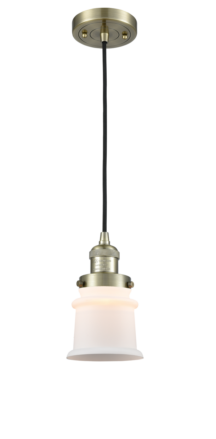 One Light Mini Pendant by Innovations - Franklin Restoration Collection, Antique Brass Finish - 201C-AB-G181S