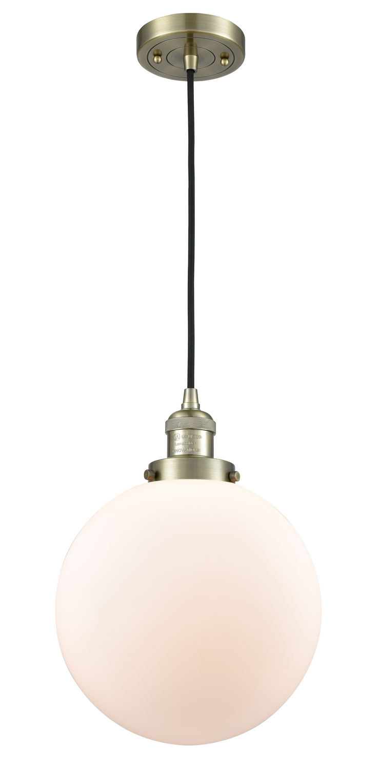 One Light Mini Pendant by Innovations - Franklin Restoration Collection, Antique Brass Finish - 201C-AB-G201-10
