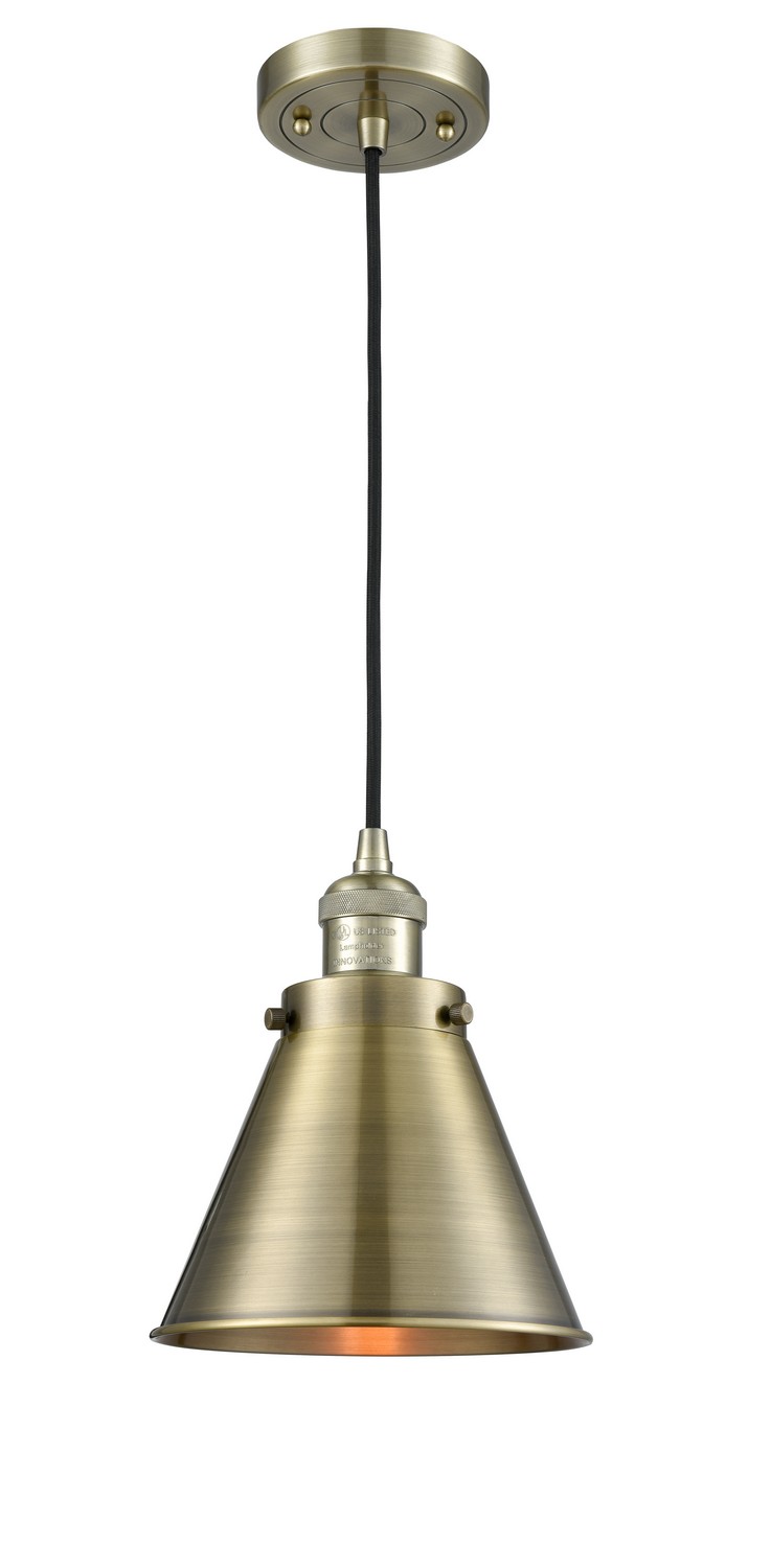 LED Mini Pendant by Innovations - Franklin Restoration Collection, Antique Brass Finish - 201C-AB-M13-AB-LED
