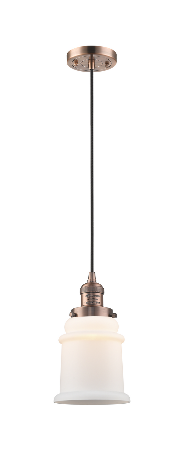 One Light Mini Pendant by Innovations - Franklin Restoration Collection, Antique Copper Finish - 201C-AC-G181