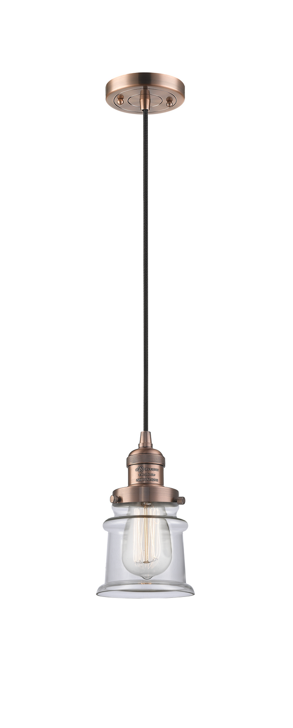 One Light Mini Pendant by Innovations - Franklin Restoration Collection, Antique Copper Finish - 201C-AC-G182S