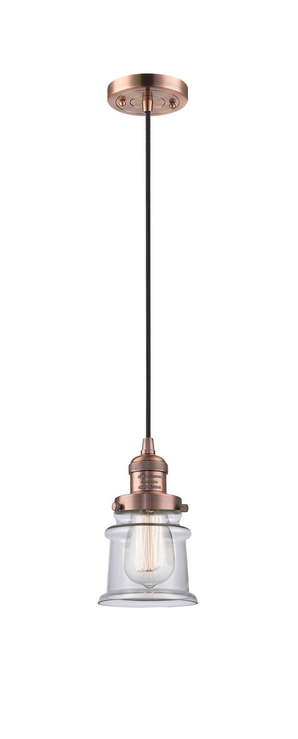 LED Mini Pendant by Innovations - Franklin Restoration Collection, Antique Copper Finish - 201C-AC-G182S-LED