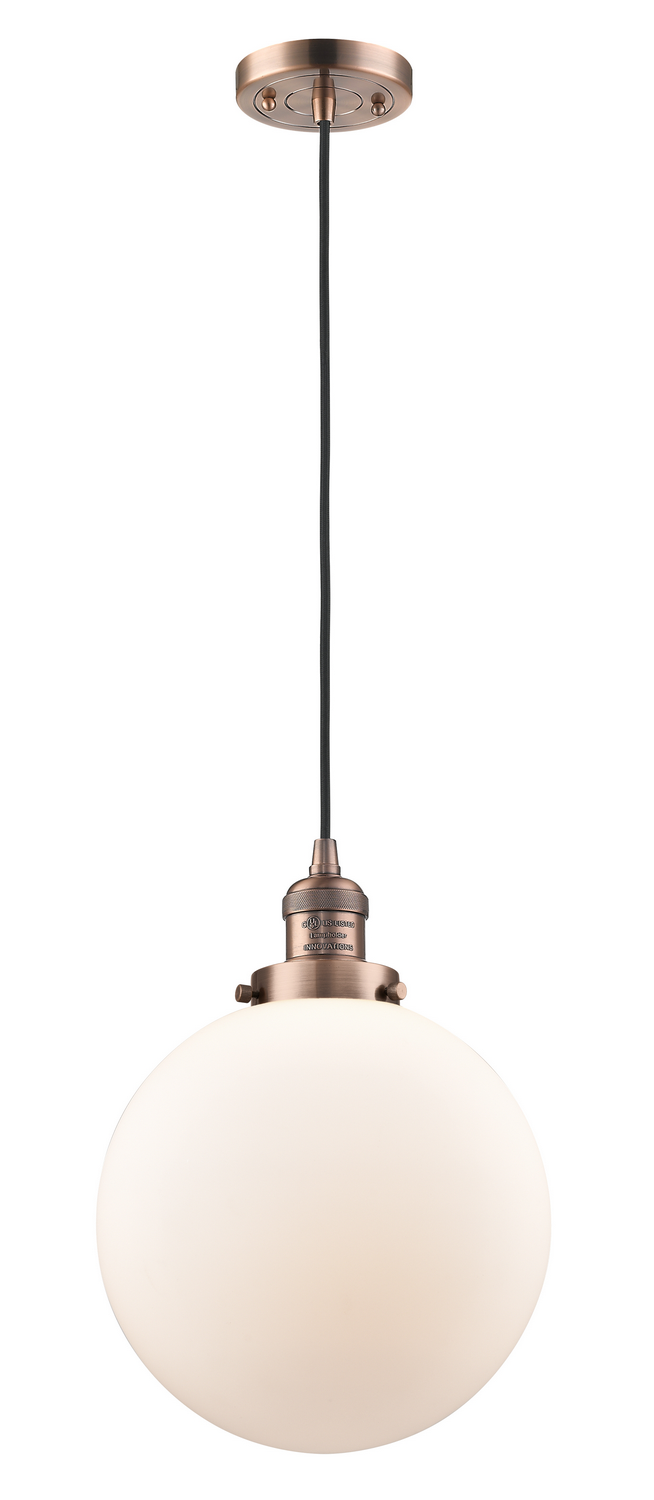 One Light Mini Pendant by Innovations - Franklin Restoration Collection, Antique Copper Finish - 201C-AC-G201-10