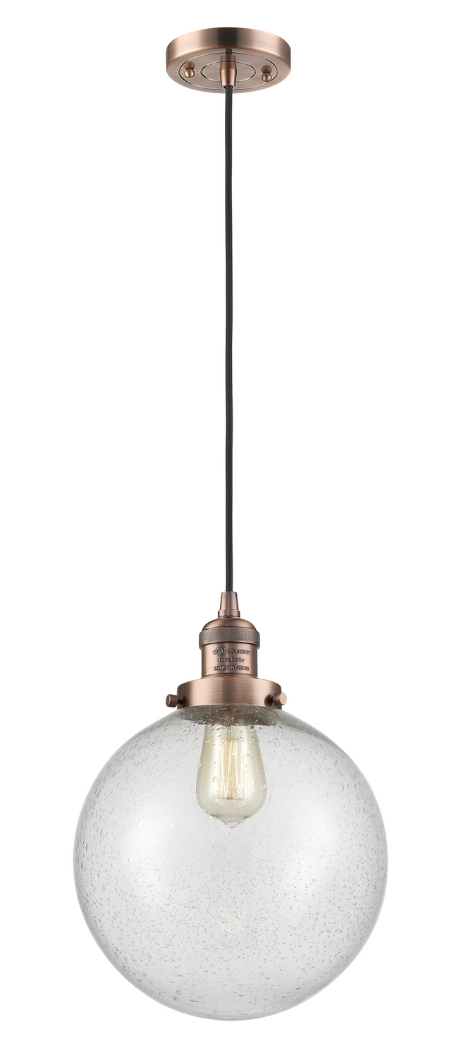 One Light Mini Pendant by Innovations - Franklin Restoration Collection, Antique Copper Finish - 201C-AC-G204-10
