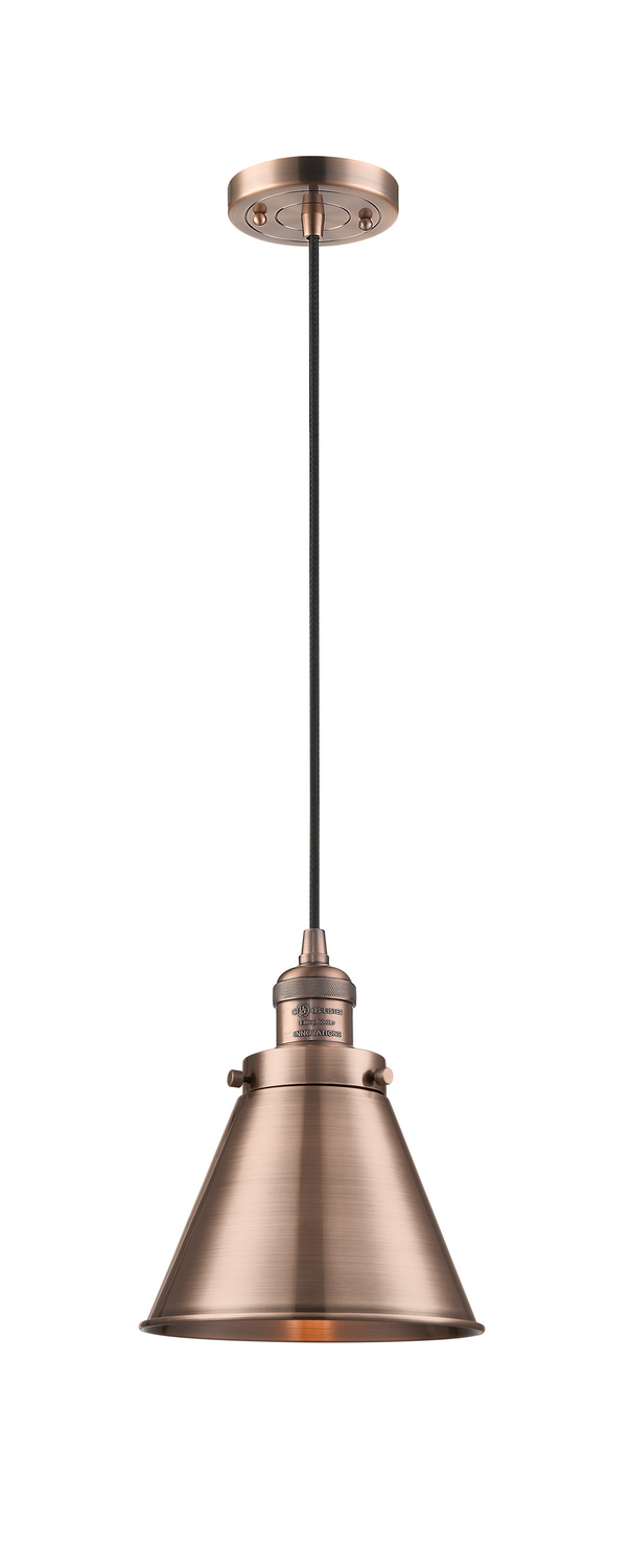One Light Mini Pendant by Innovations - Franklin Restoration Collection, Antique Copper Finish - 201C-AC-M13-AC
