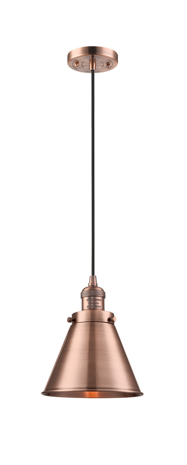 LED Mini Pendant by Innovations - Franklin Restoration Collection, Antique Copper Finish - 201C-AC-M13-AC-LED