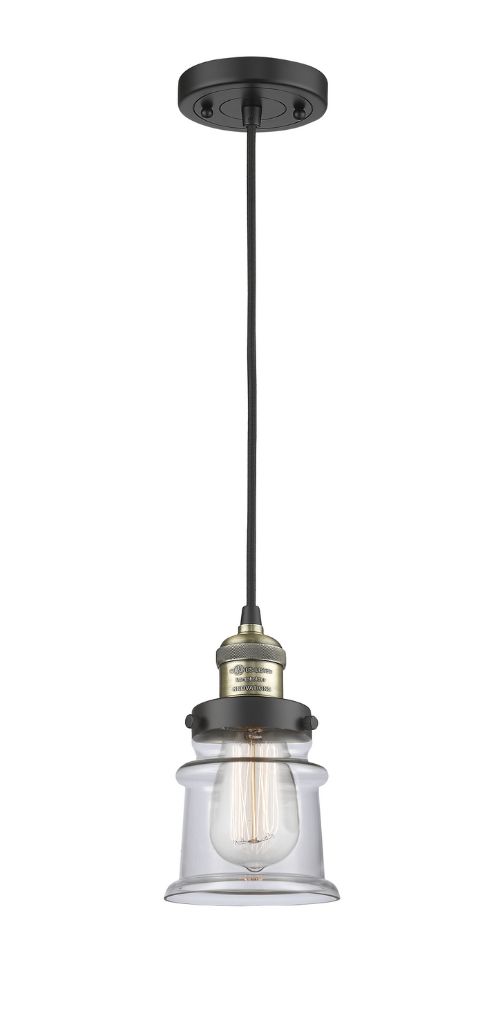 One Light Mini Pendant by Innovations - Franklin Restoration Collection, Black Antique Brass Finish - 201C-BAB-G182S