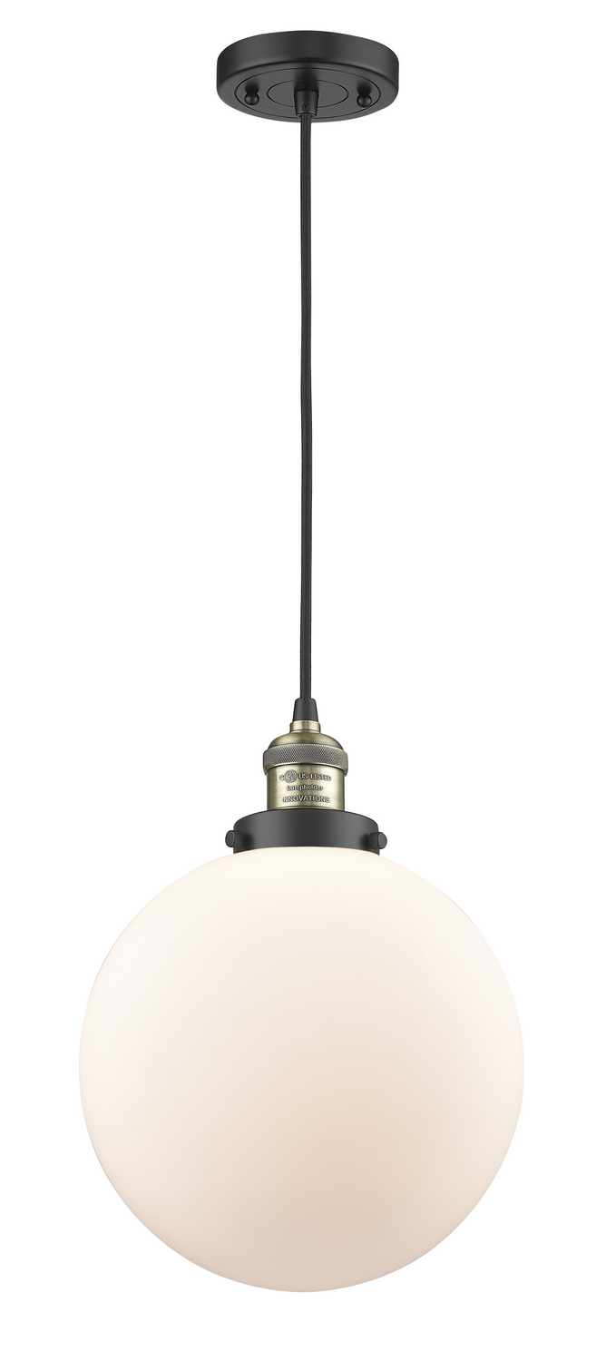 One Light Mini Pendant by Innovations - Franklin Restoration Collection, Black Antique Brass Finish - 201C-BAB-G201-10