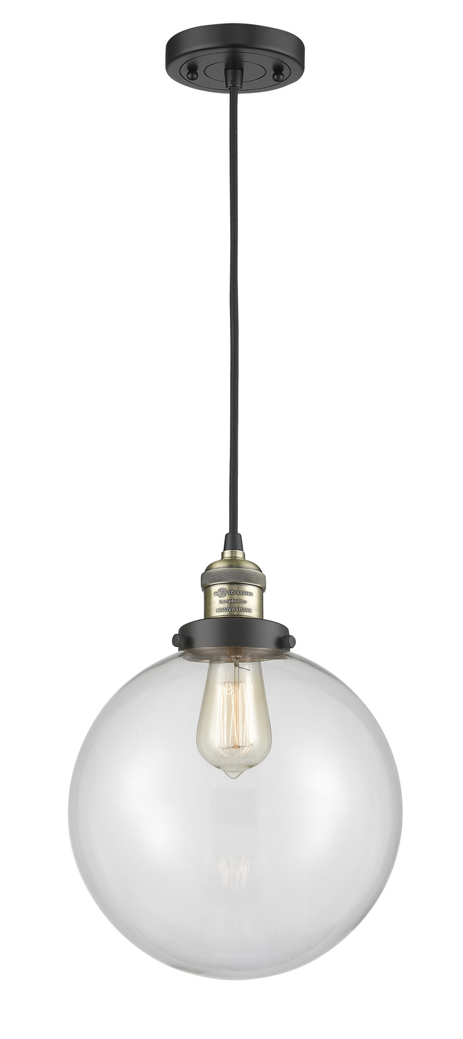 One Light Mini Pendant by Innovations - Franklin Restoration Collection, Black Antique Brass Finish - 201C-BAB-G202-10