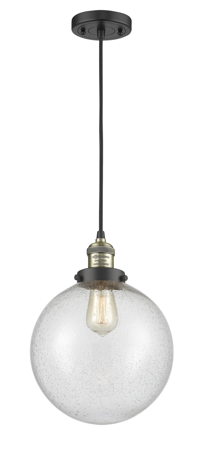 One Light Mini Pendant by Innovations - Franklin Restoration Collection, Black Antique Brass Finish - 201C-BAB-G204-10
