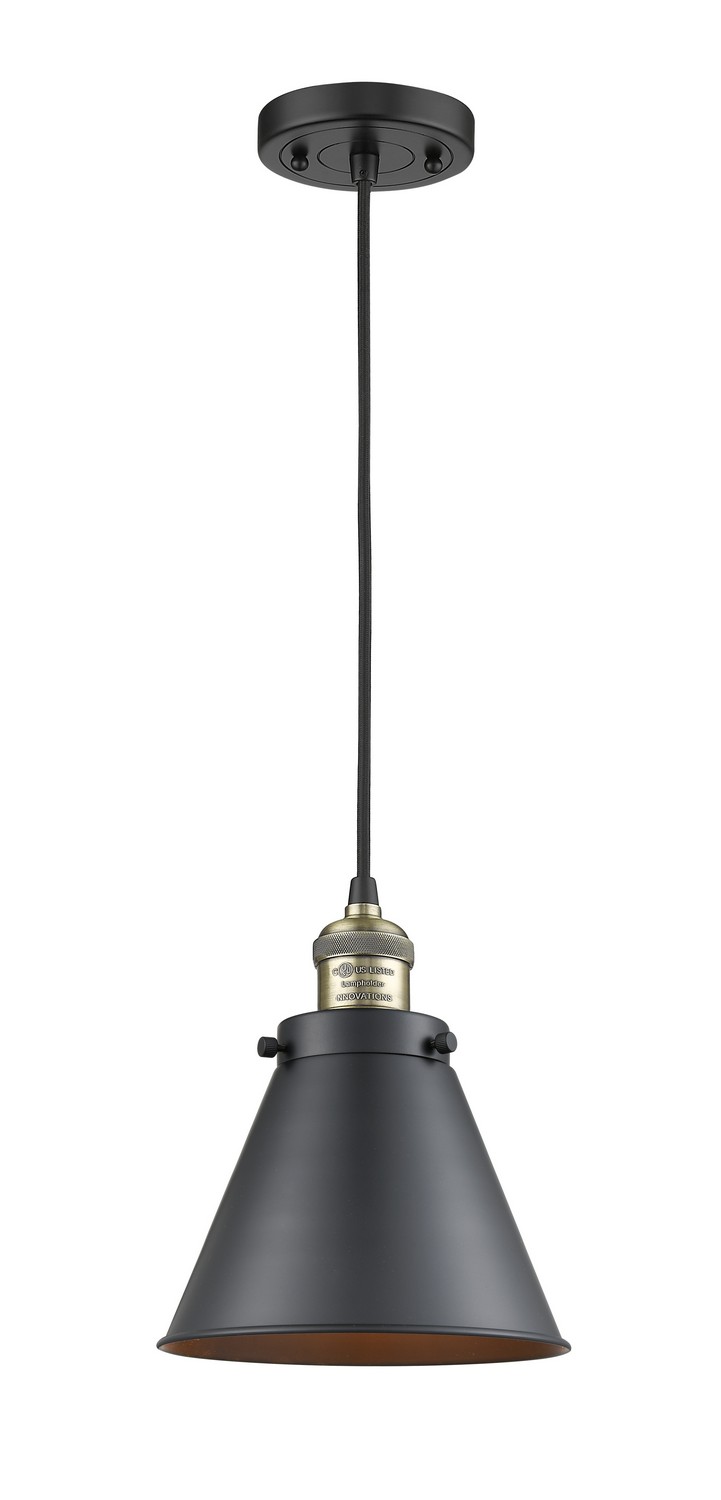 LED Mini Pendant by Innovations - Franklin Restoration Collection, Black Antique Brass Finish - 201C-BAB-M13-BK-LED
