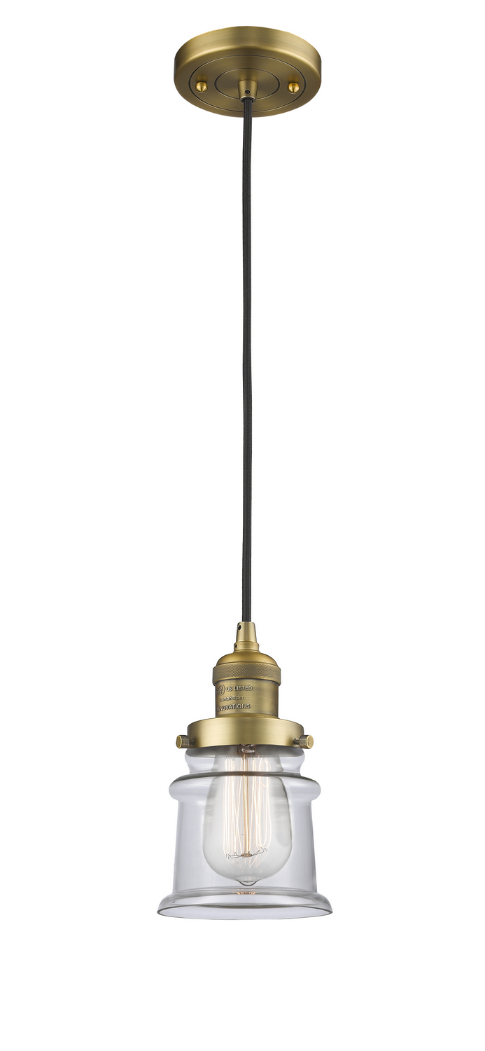 One Light Mini Pendant by Innovations - Franklin Restoration Collection, Brushed Brass Finish - 201C-BB-G182S