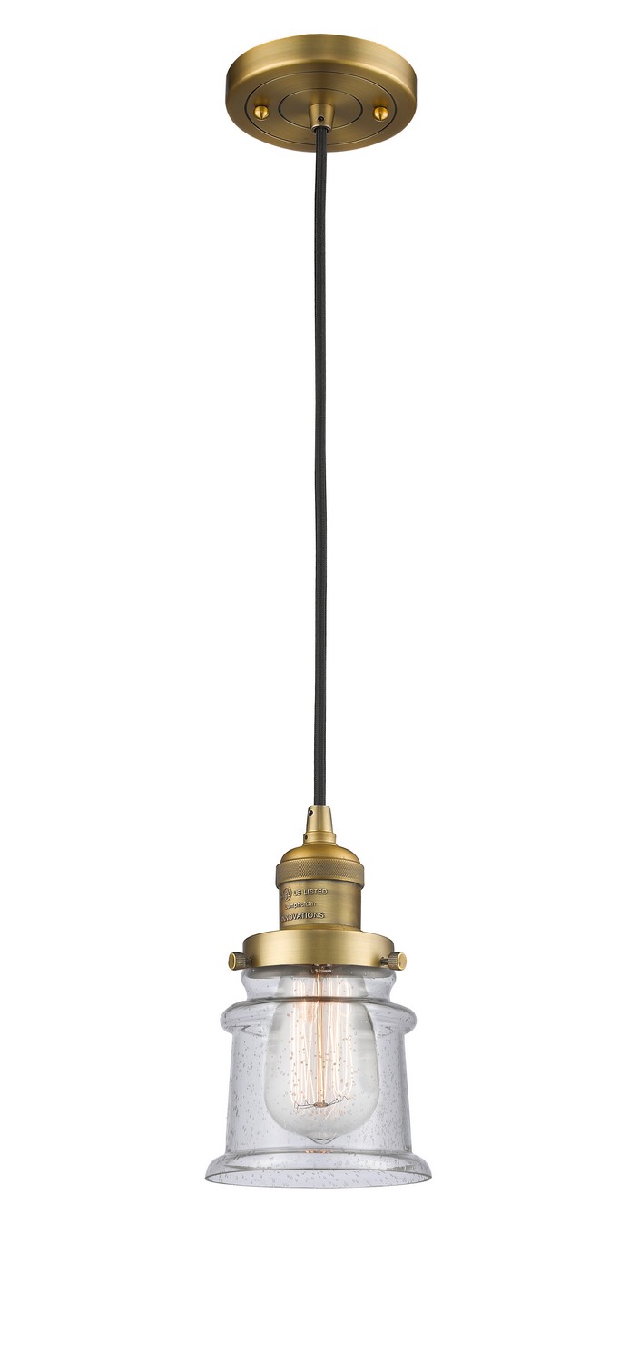 LED Mini Pendant by Innovations - Franklin Restoration Collection, Brushed Brass Finish - 201C-BB-G184S-LED