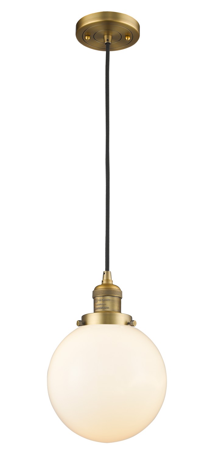 LED Mini Pendant by Innovations - Franklin Restoration Collection, Brushed Brass Finish - 201C-BB-G201-8-LED