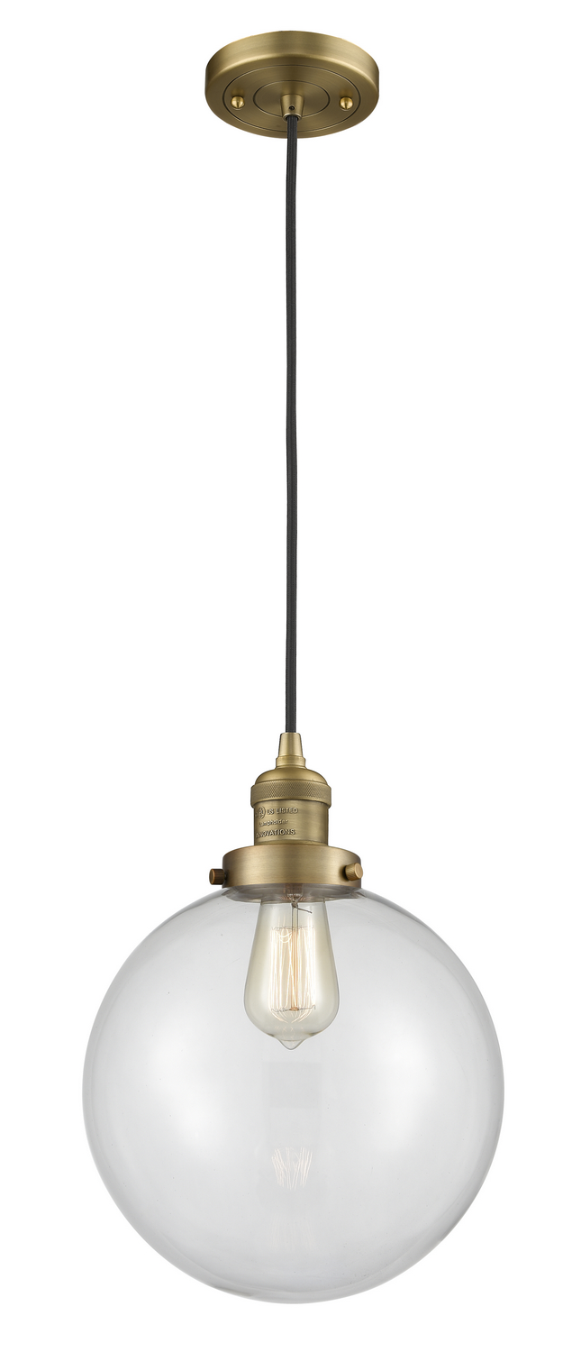 One Light Mini Pendant by Innovations - Franklin Restoration Collection, Brushed Brass Finish - 201C-BB-G202-10