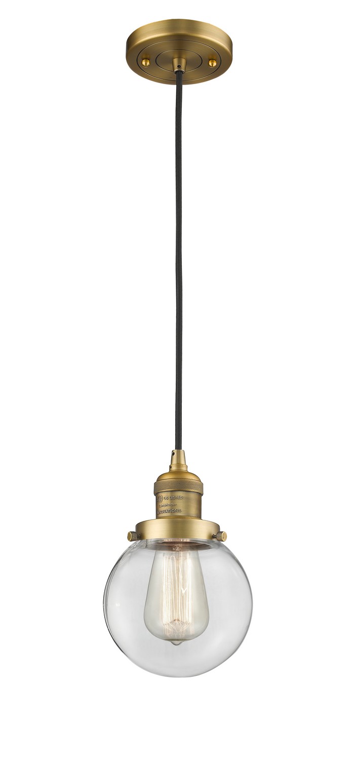 LED Mini Pendant by Innovations - Franklin Restoration Collection, Brushed Brass Finish - 201C-BB-G202-6-LED