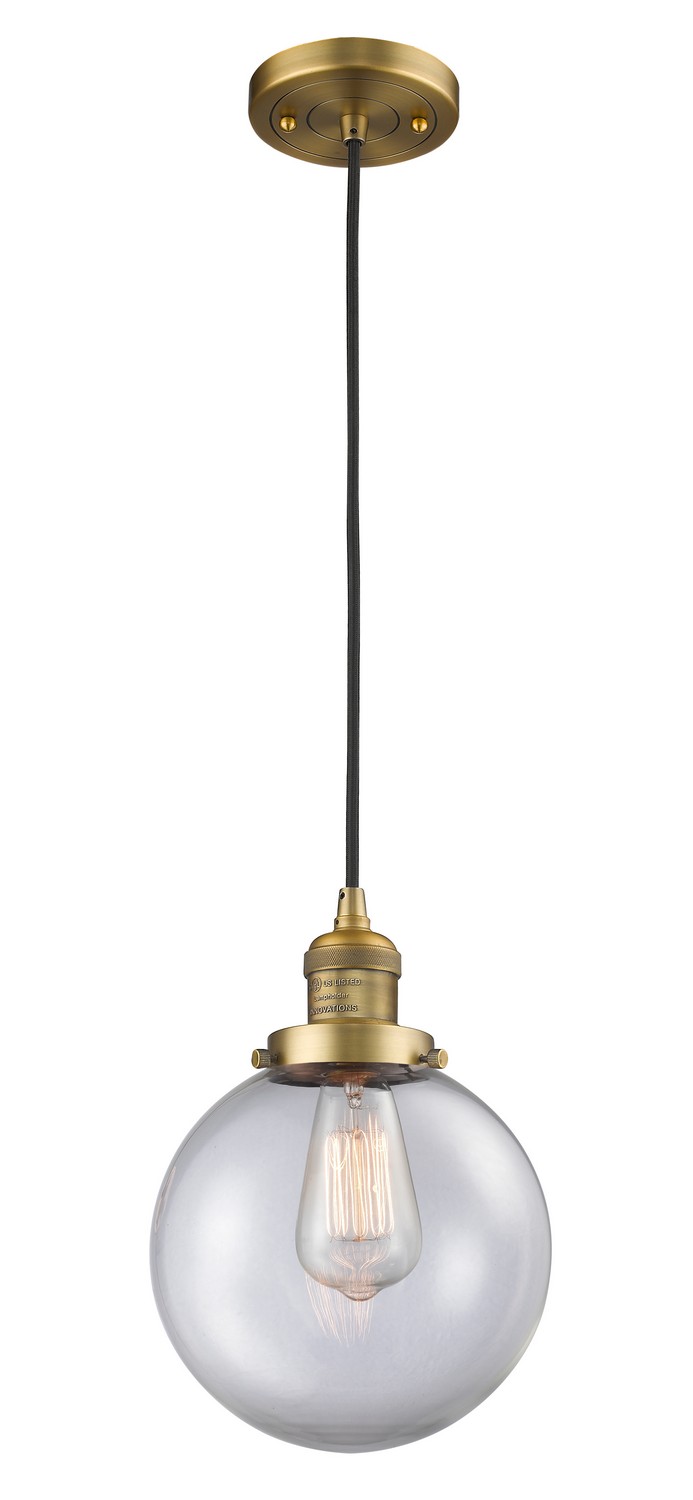 LED Mini Pendant by Innovations - Franklin Restoration Collection, Brushed Brass Finish - 201C-BB-G202-8-LED
