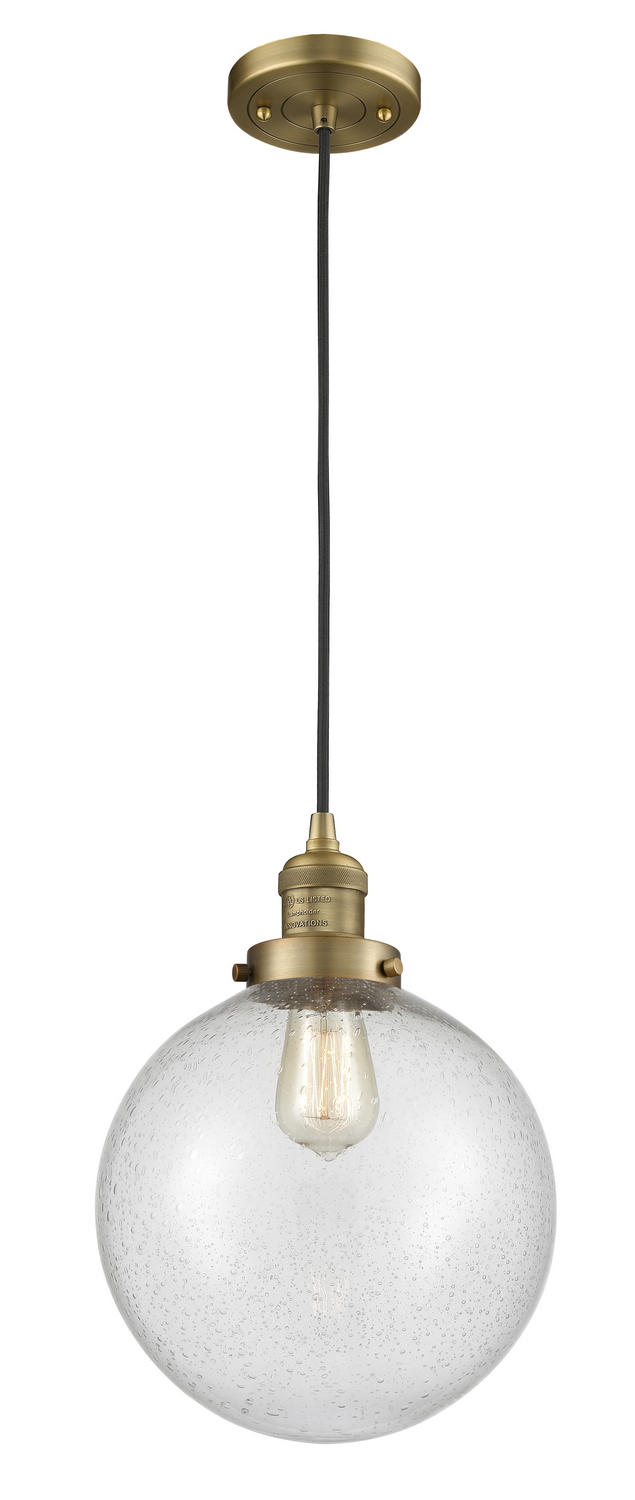 One Light Mini Pendant by Innovations - Franklin Restoration Collection, Brushed Brass Finish - 201C-BB-G204-10