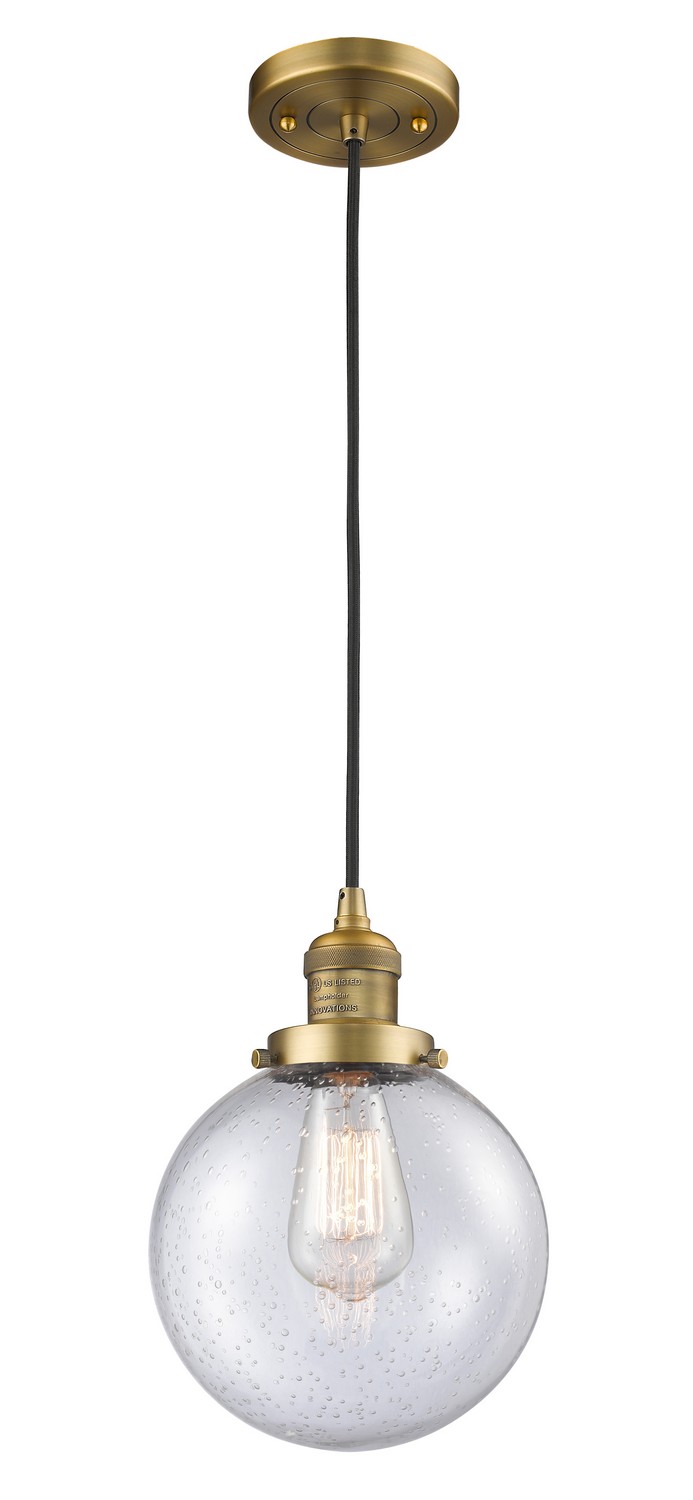 LED Mini Pendant by Innovations - Franklin Restoration Collection, Brushed Brass Finish - 201C-BB-G204-8-LED