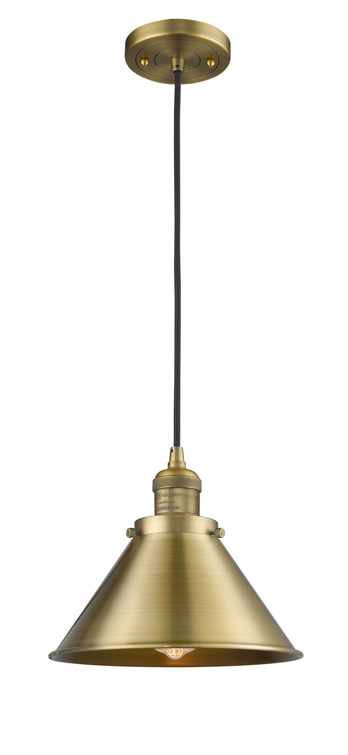 One Light Mini Pendant by Innovations - Franklin Restoration Collection, Brushed Brass Finish - 201C-BB-M10-BB