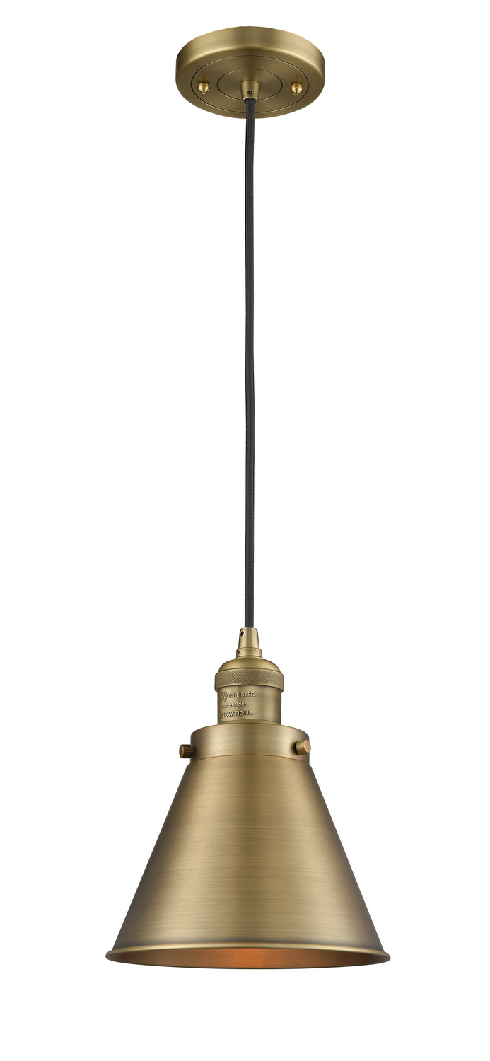 One Light Mini Pendant by Innovations - Franklin Restoration Collection, Brushed Brass Finish - 201C-BB-M13-BB