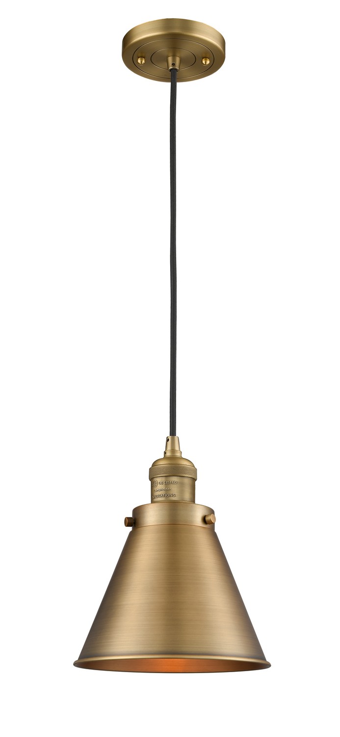 LED Mini Pendant by Innovations - Franklin Restoration Collection, Brushed Brass Finish - 201C-BB-M13-BB-LED