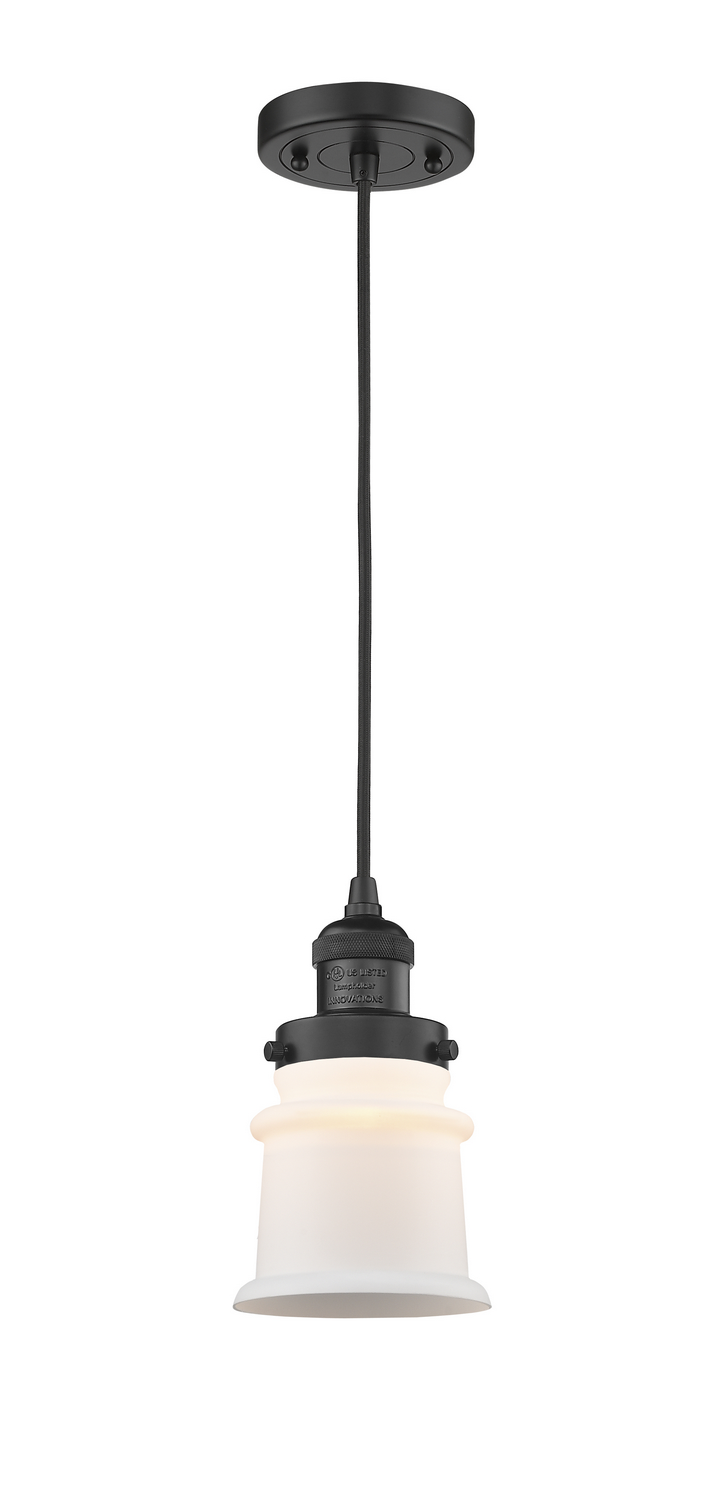 One Light Mini Pendant by Innovations - Franklin Restoration Collection, Matte Black Finish - 201C-BK-G181S