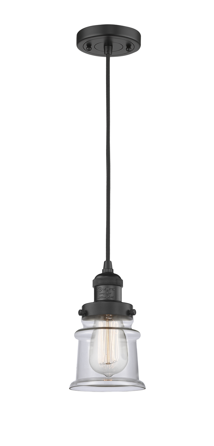 One Light Mini Pendant by Innovations - Franklin Restoration Collection, Matte Black Finish - 201C-BK-G182S