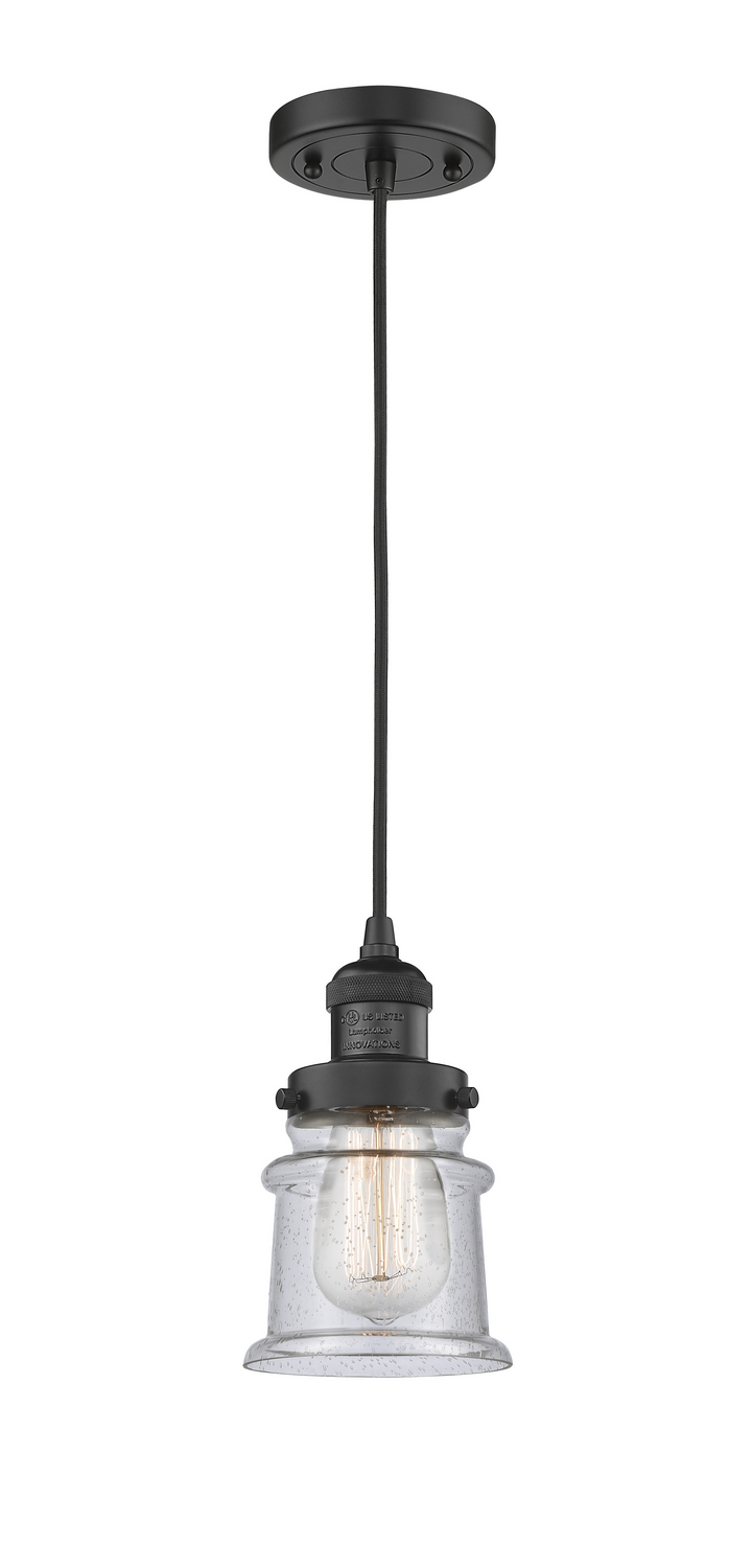 One Light Mini Pendant by Innovations - Franklin Restoration Collection, Matte Black Finish - 201C-BK-G184S