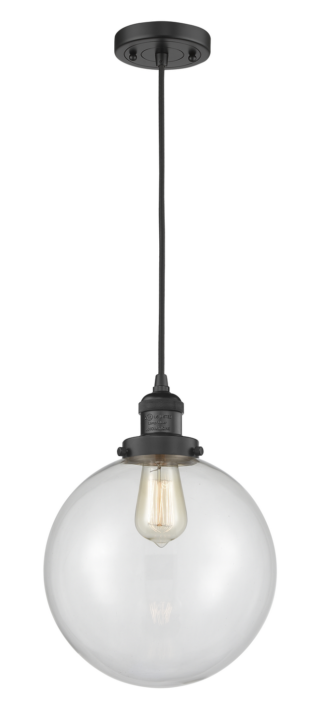One Light Mini Pendant by Innovations - Franklin Restoration Collection, Matte Black Finish - 201C-BK-G202-10
