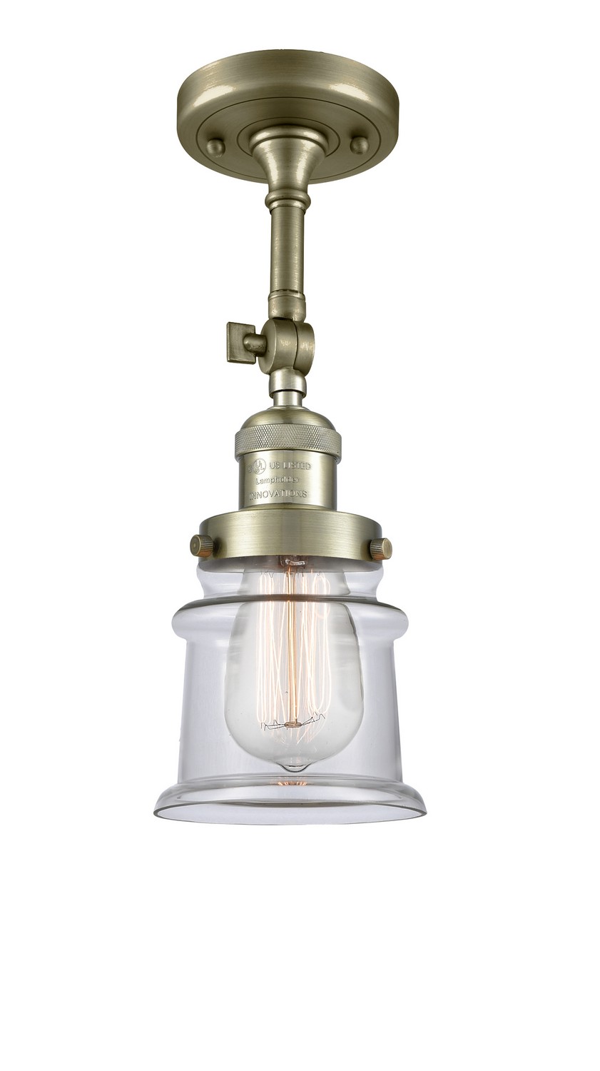 LED Semi-Flush Mount by Innovations - Franklin Restoration Collection, Antique Brass Finish - 201F-AB-G182S-LED