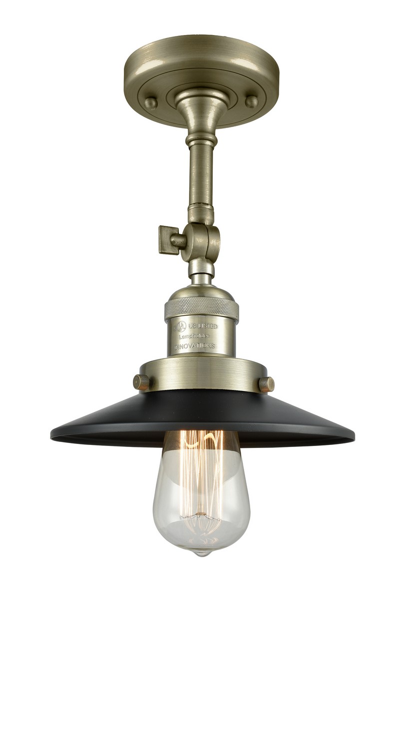 One Light Semi-Flush Mount by Innovations - Franklin Restoration Collection, Antique Brass Finish - 201F-AB-M6