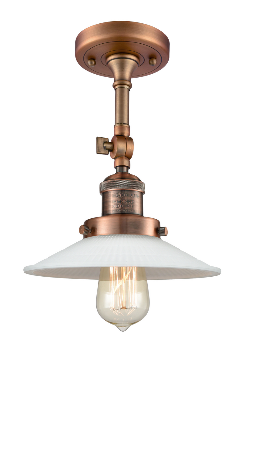 One Light Semi-Flush Mount by Innovations - Franklin Restoration Collection, Antique Copper Finish - 201F-AC-G1
