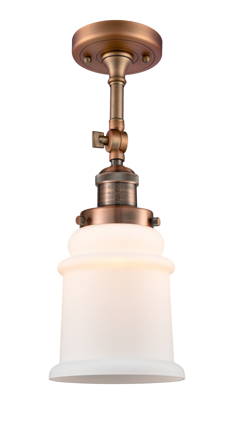 One Light Semi-Flush Mount by Innovations - Franklin Restoration Collection, Antique Copper Finish - 201F-AC-G181