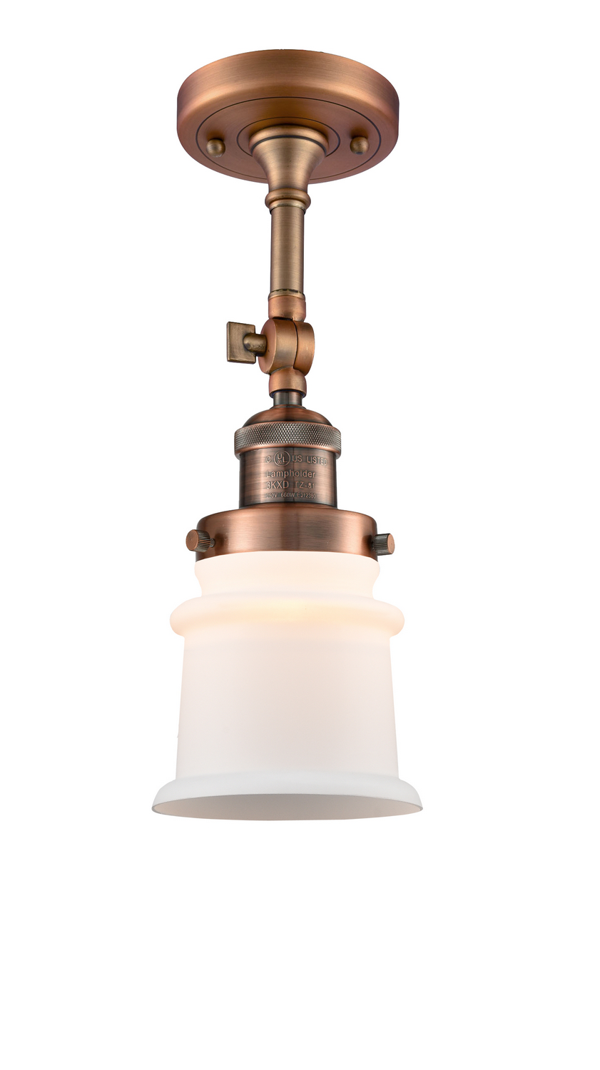 One Light Semi-Flush Mount by Innovations - Franklin Restoration Collection, Antique Copper Finish - 201F-AC-G181S
