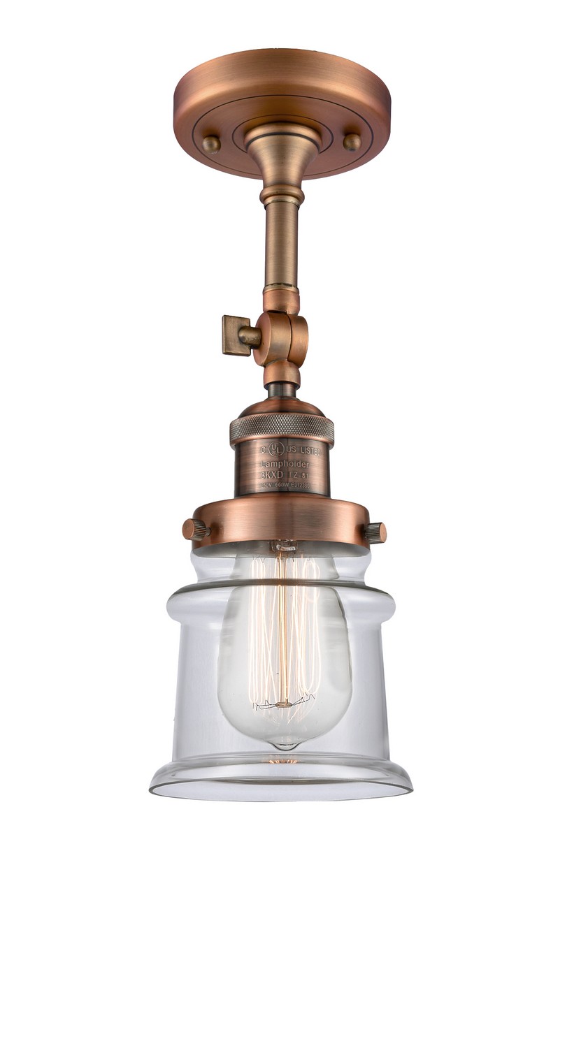 LED Semi-Flush Mount by Innovations - Franklin Restoration Collection, Antique Copper Finish - 201F-AC-G182S-LED