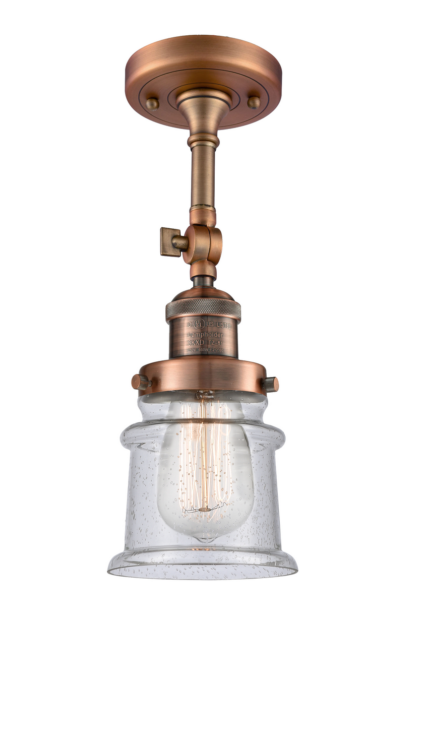 One Light Semi-Flush Mount by Innovations - Franklin Restoration Collection, Antique Copper Finish - 201F-AC-G184S