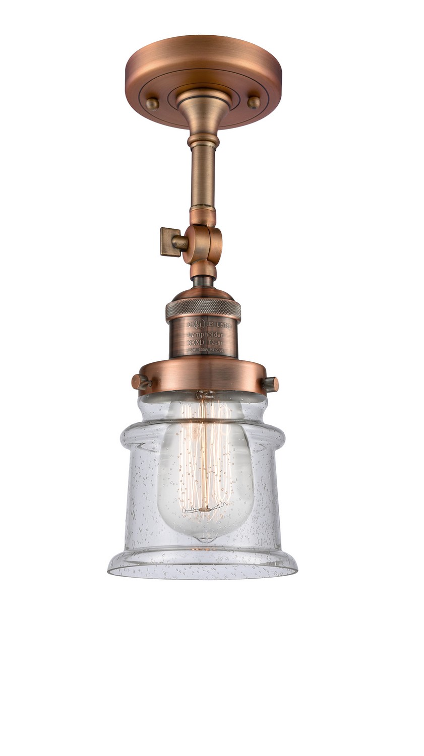 LED Semi-Flush Mount by Innovations - Franklin Restoration Collection, Antique Copper Finish - 201F-AC-G184S-LED