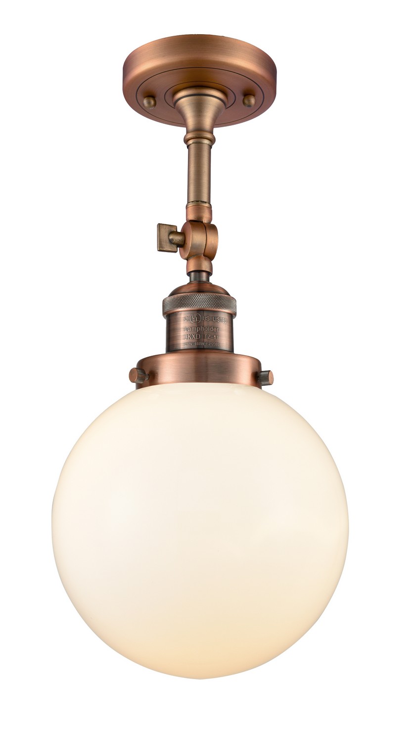 LED Semi-Flush Mount by Innovations - Franklin Restoration Collection, Antique Copper Finish - 201F-AC-G201-8-LED