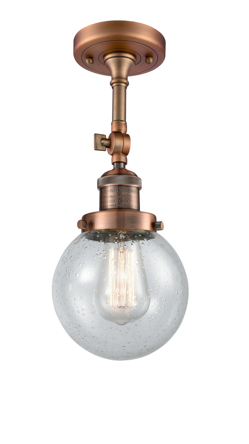 LED Semi-Flush Mount by Innovations - Franklin Restoration Collection, Antique Copper Finish - 201F-AC-G204-6-LED