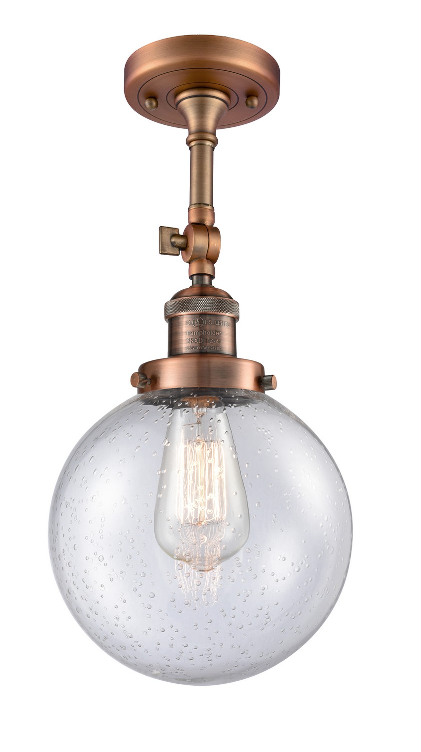 LED Semi-Flush Mount by Innovations - Franklin Restoration Collection, Antique Copper Finish - 201F-AC-G204-8-LED