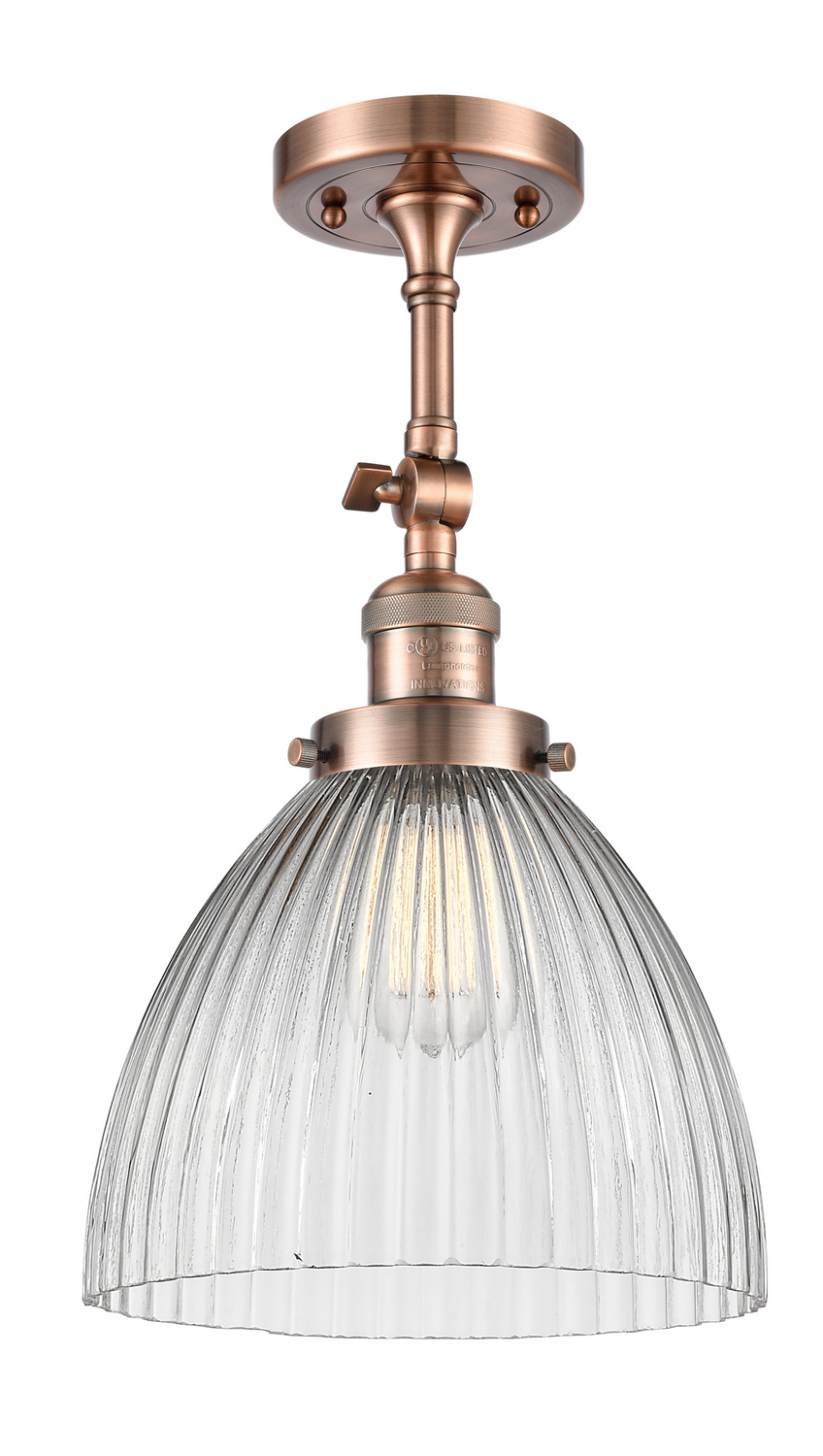 One Light Semi-Flush Mount by Innovations - Franklin Restoration Collection, Antique Copper Finish - 201F-AC-G222