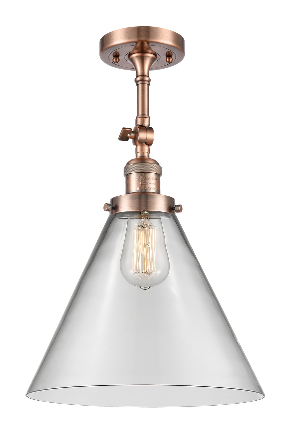 One Light Semi-Flush Mount by Innovations - Franklin Restoration Collection, Antique Copper Finish - 201F-AC-G42-L