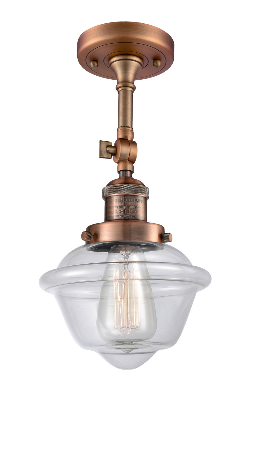 LED Semi-Flush Mount by Innovations - Franklin Restoration Collection, Antique Copper Finish - 201F-AC-G532-LED