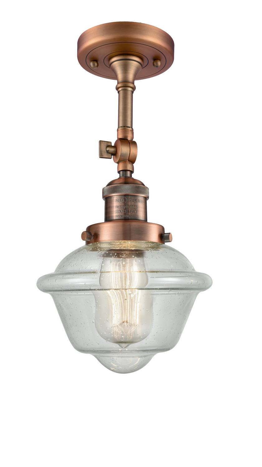 One Light Semi-Flush Mount by Innovations - Franklin Restoration Collection, Antique Copper Finish - 201F-AC-G534