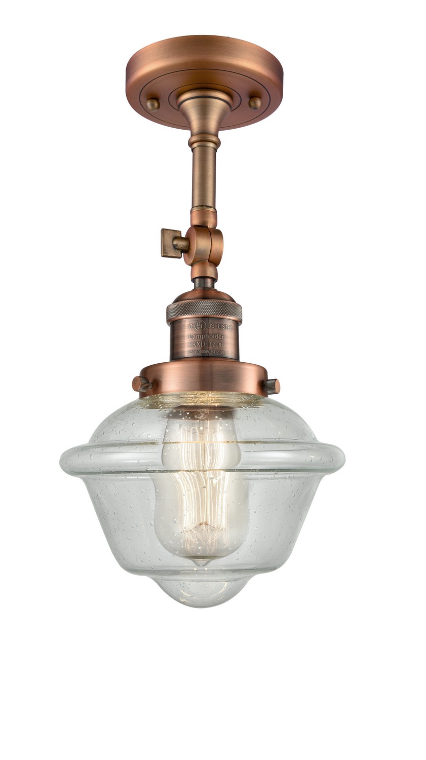 LED Semi-Flush Mount by Innovations - Franklin Restoration Collection, Antique Copper Finish - 201F-AC-G534-LED
