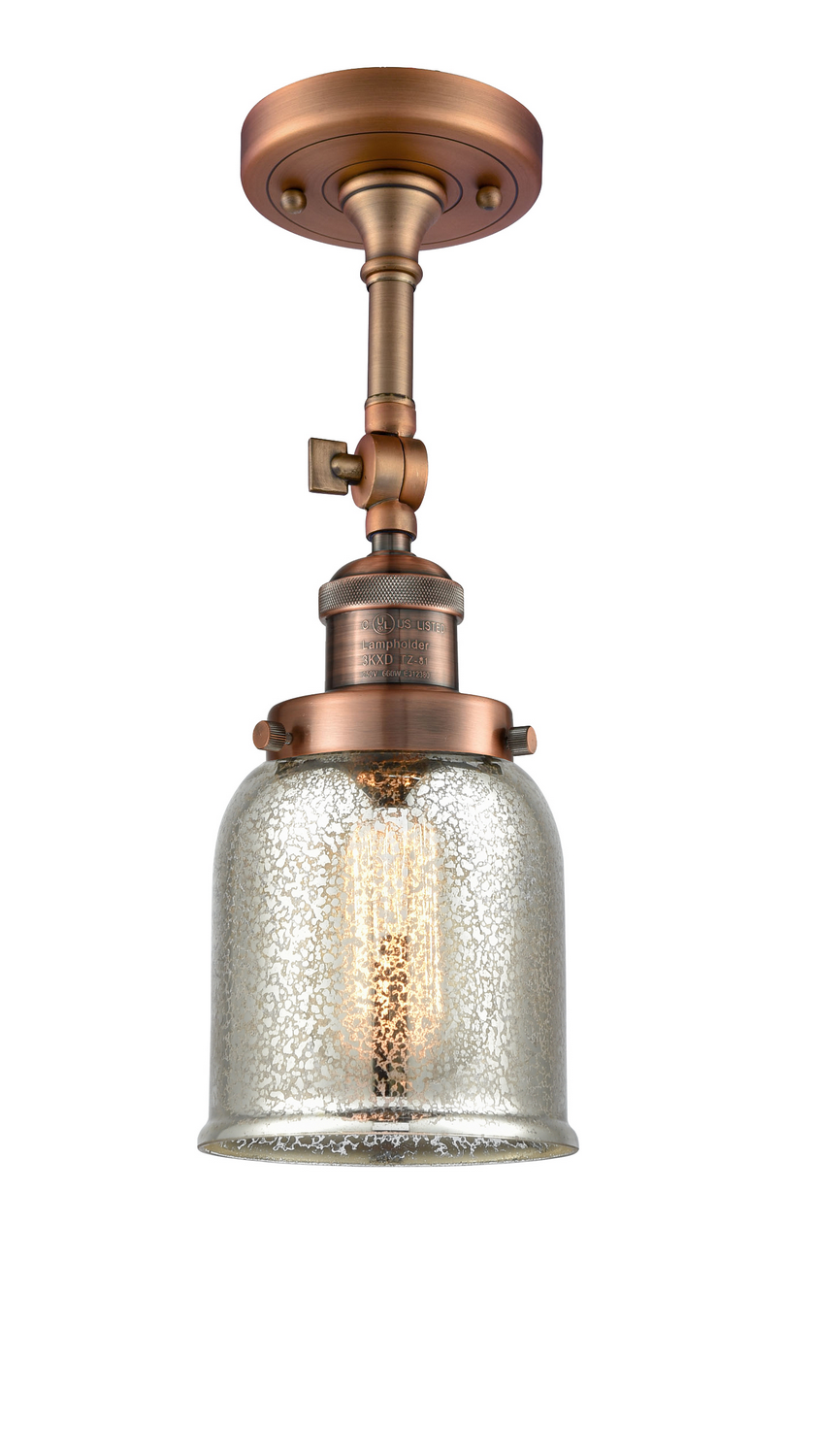 One Light Semi-Flush Mount by Innovations - Franklin Restoration Collection, Antique Copper Finish - 201F-AC-G58