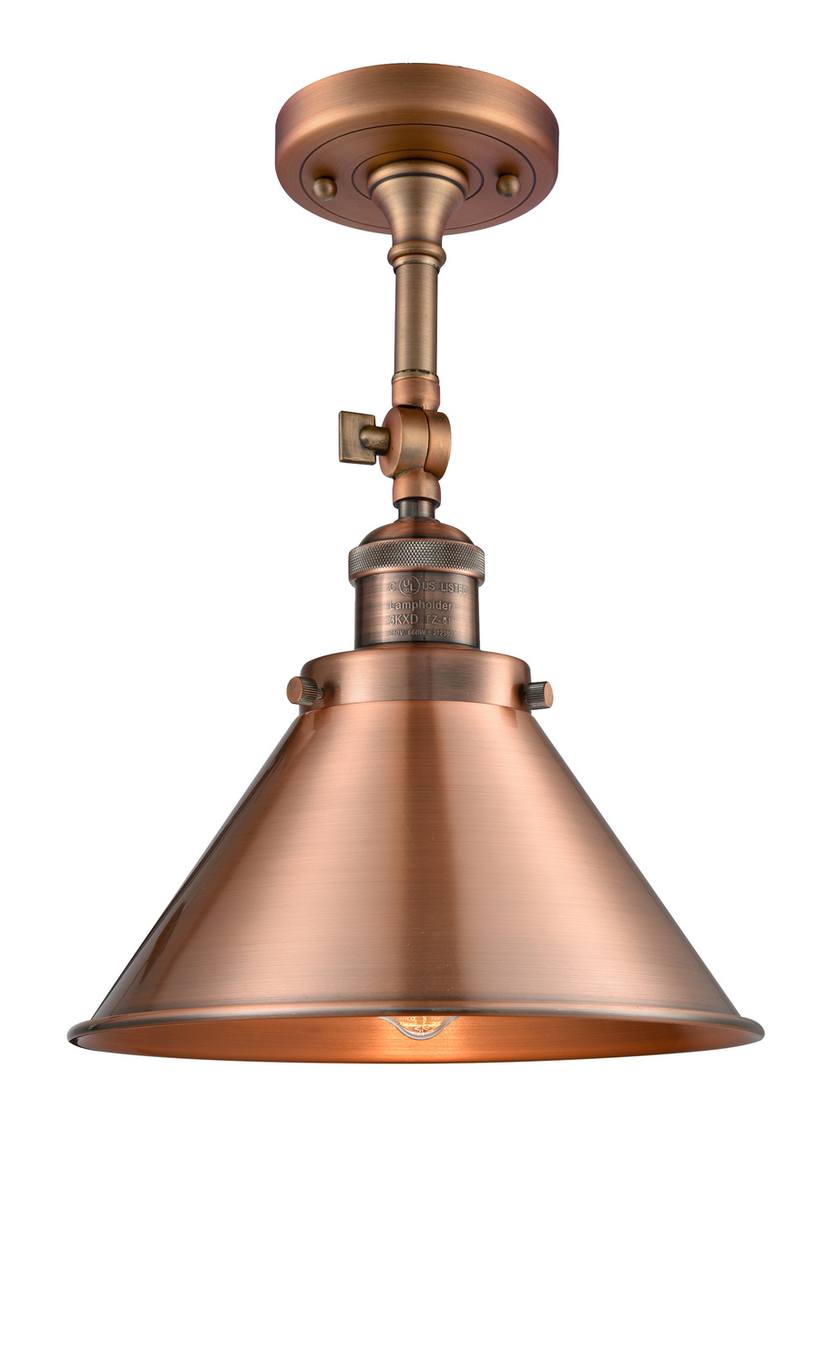 One Light Semi-Flush Mount by Innovations - Franklin Restoration Collection, Antique Copper Finish - 201F-AC-M10-AC