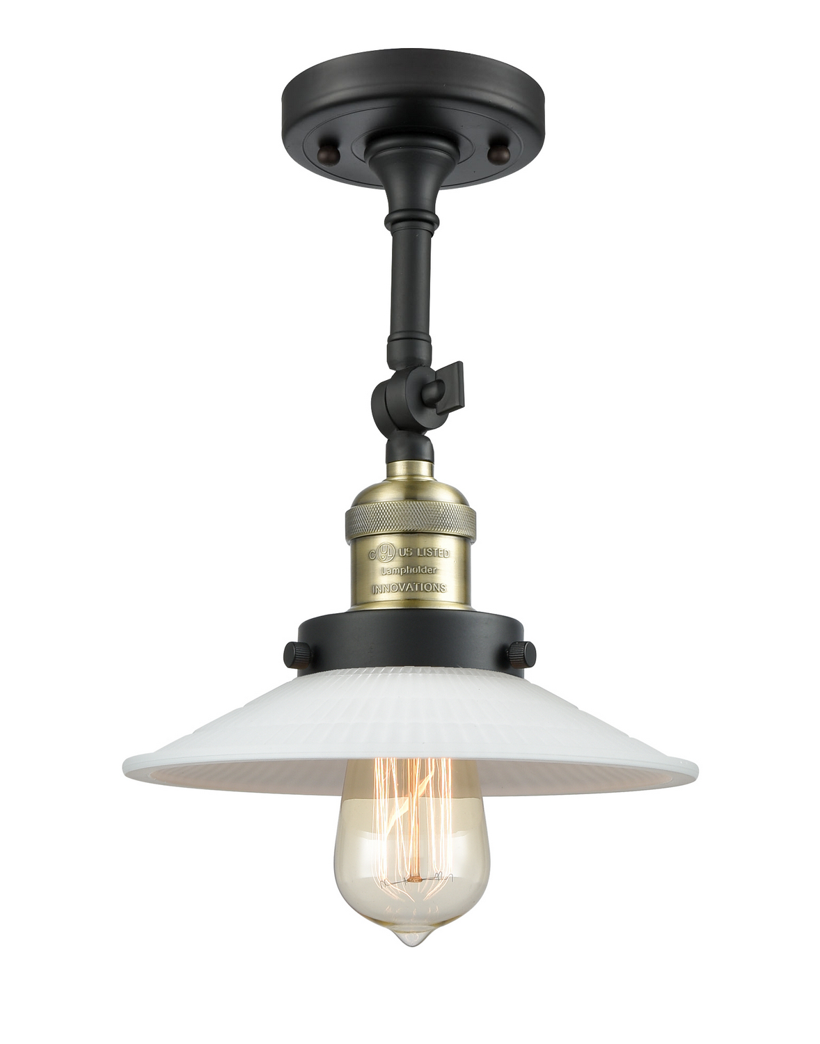One Light Semi-Flush Mount by Innovations - Franklin Restoration Collection, Black Antique Brass Finish - 201F-BAB-G1